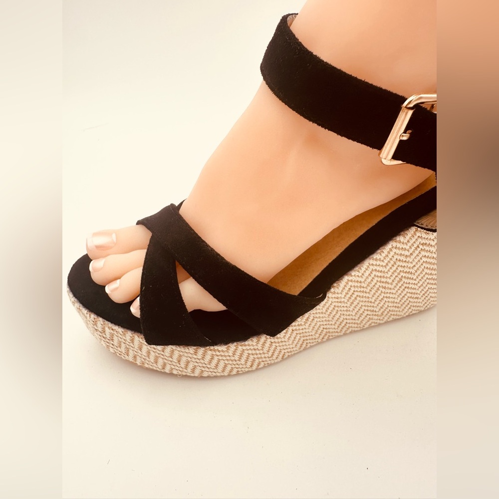BRASH Suede WEDGE SANDALS 5” Heels (1.5” platform) my last one of these !